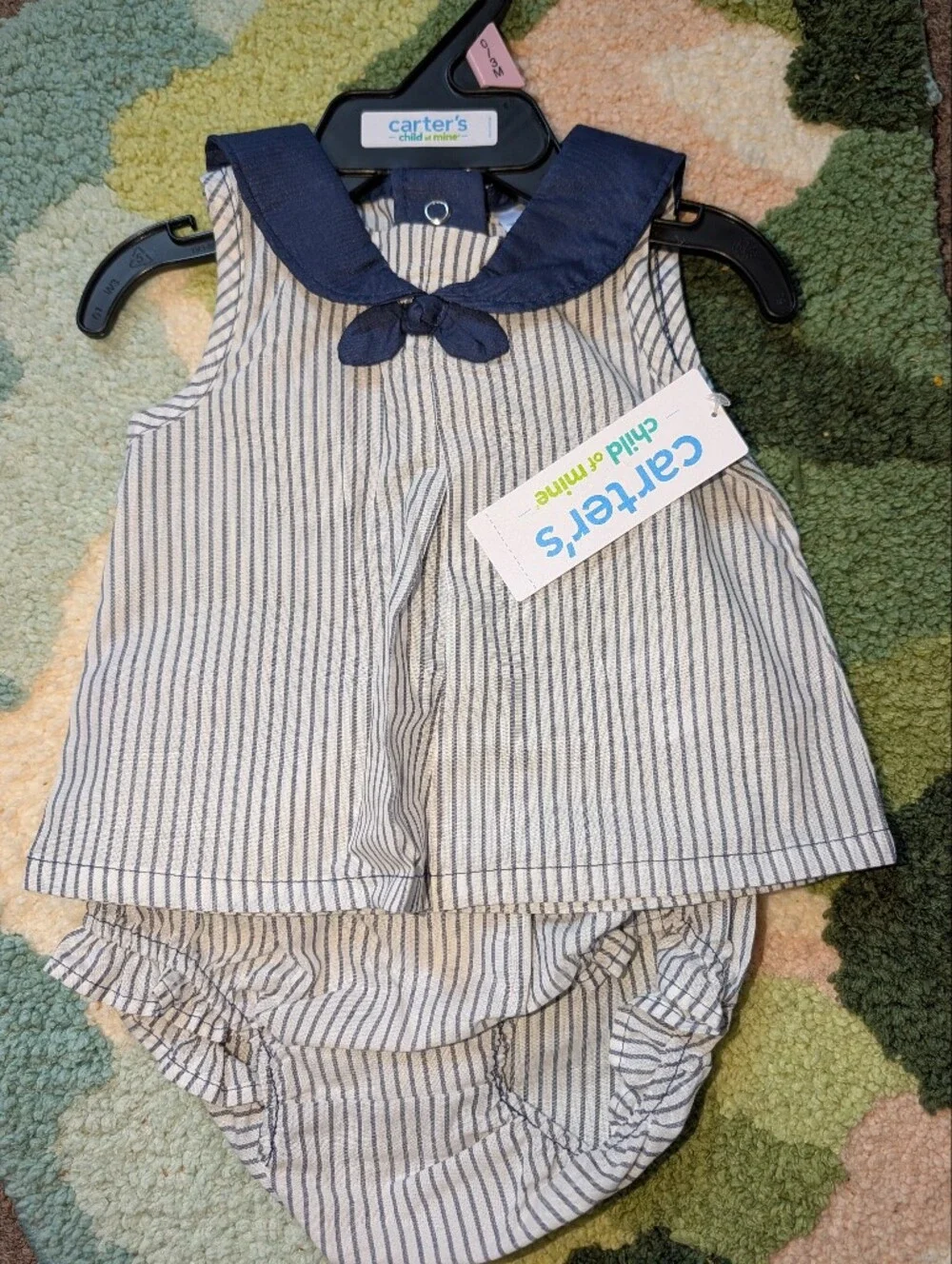Carter's Navy and White Striped Sailor Top with Bloomers